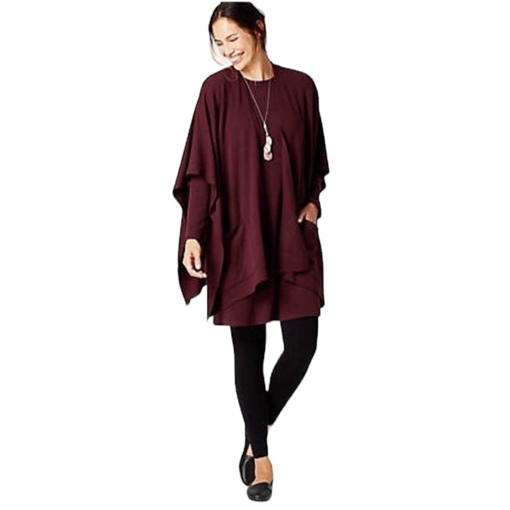 J. Jill Pure Jill Modal Knit Pocket Tunic Dress with Ruana Wrap Topper S